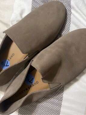 Lucky Brand Taupe Suede Loafer-Style Shoe